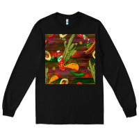 Black mexican food seamless pattern Long Sleeve Tee - BundleAndBundleShop