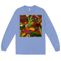 Colony Blue mexican food seamless pattern Long Sleeve Tee - BundleAndBundleShop