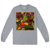Heather Grey mexican food seamless pattern Long Sleeve Tee - BundleAndBundleShop