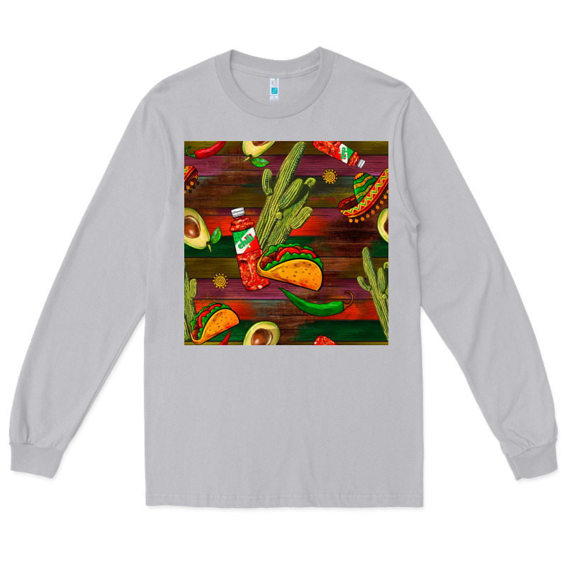 Mexican Food Seamless Pattern Long Sleeve Tee by BundleAndBundleShop | Teevron