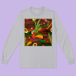 Mexican Food Seamless Pattern Long Sleeve Tee Designed By Bundleandbundleshop