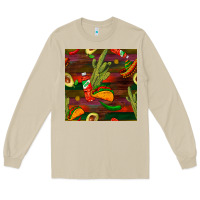 Mushroom mexican food seamless pattern Long Sleeve Tee - BundleAndBundleShop