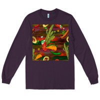 Plum mexican food seamless pattern Long Sleeve Tee - BundleAndBundleShop