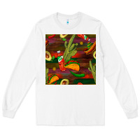 White mexican food seamless pattern Long Sleeve Tee - BundleAndBundleShop