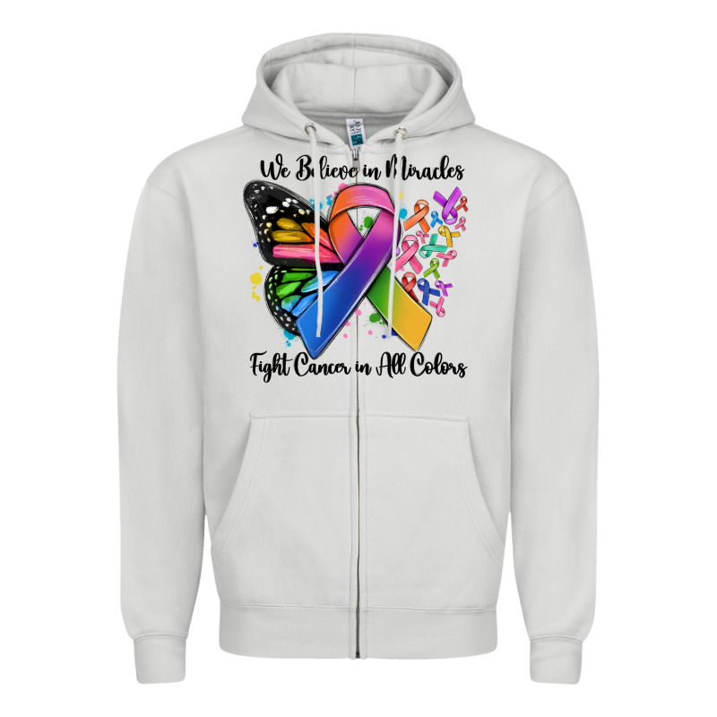 We Believe In Miracles Fight Cancer In All Colors Zipper Hoodie by MaliasSmallBusiness | Teevron