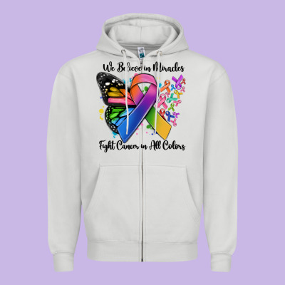We Believe In Miracles Fight Cancer In All Colors Zipper Hoodie Designed By Maliassmallbusiness