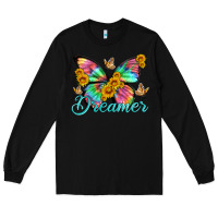 Black dreamer with Butterfly and sunflowers Long Sleeve Tee - Artiststas