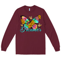 Burgundy dreamer with Butterfly and sunflowers Long Sleeve Tee - Artiststas
