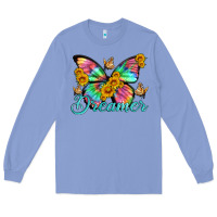 Colony Blue dreamer with Butterfly and sunflowers Long Sleeve Tee - Artiststas