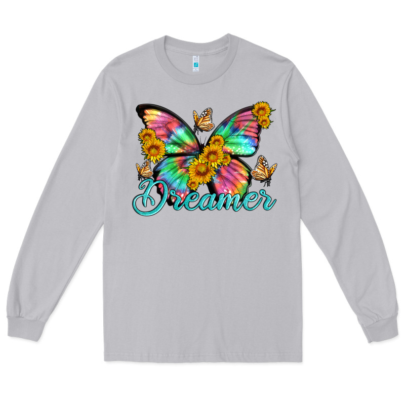 Dreamer With Butterfly And Sunflowers Long Sleeve Tee by Artiststas | Teevron