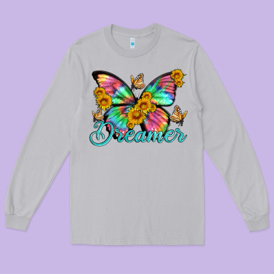 Dreamer With Butterfly And Sunflowers Long Sleeve Tee Designed By Artiststas