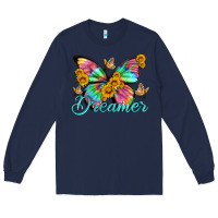 Navy dreamer with Butterfly and sunflowers Long Sleeve Tee - Artiststas