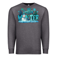 Charcoal Heather hello winter snowman Premium Sweatshirt - MaliasSmallBusiness