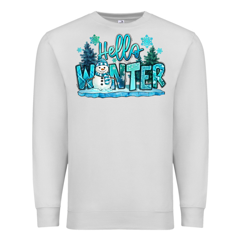 Hello Winter Snowman Premium Sweatshirt by MaliasSmallBusiness | Teevron