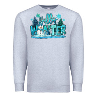 Heather Grey hello winter snowman Premium Sweatshirt - MaliasSmallBusiness