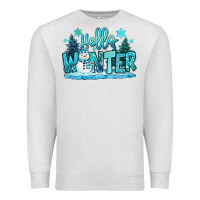 Oatmeal Heather hello winter snowman Premium Sweatshirt - MaliasSmallBusiness