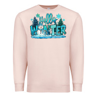 Pale Pink hello winter snowman Premium Sweatshirt - MaliasSmallBusiness