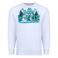 White hello winter snowman Premium Sweatshirt - MaliasSmallBusiness