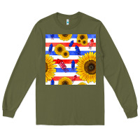 Army Green patriotic sunflowers Long Sleeve Tee - BundleAndBundleShop
