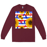 Burgundy patriotic sunflowers Long Sleeve Tee - BundleAndBundleShop