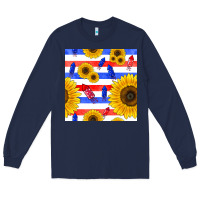 Navy patriotic sunflowers Long Sleeve Tee - BundleAndBundleShop