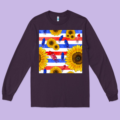 Patriotic Sunflowers Long Sleeve Tee Designed By Bundleandbundleshop