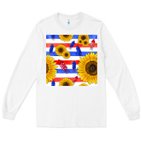 White patriotic sunflowers Long Sleeve Tee - BundleAndBundleShop