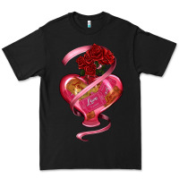 Black heart glass vase love tickets with rose Premium Tee - RanaPortraitStore