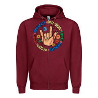 Burgundy advocate inclusion equity equality accept adapt Zipper Hoodie - MaliasSmallBusiness