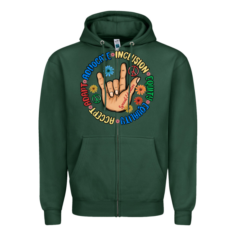 Advocate Inclusion Equity Equality Accept Adapt Zipper Hoodie by MaliasSmallBusiness | Teevron