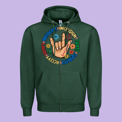 Advocate Inclusion Equity Equality Accept Adapt Zipper Hoodie Designed By Maliassmallbusiness