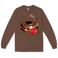 Chestnut donut strawberry and usa flag Long Sleeve Tee - AdoDesignShop