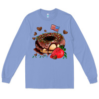 Colony Blue donut strawberry and usa flag Long Sleeve Tee - AdoDesignShop