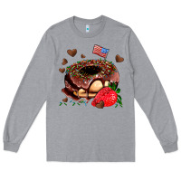 Heather Grey donut strawberry and usa flag Long Sleeve Tee - AdoDesignShop