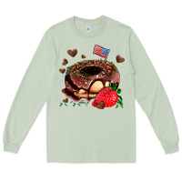 Matcha donut strawberry and usa flag Long Sleeve Tee - AdoDesignShop