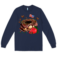Navy donut strawberry and usa flag Long Sleeve Tee - AdoDesignShop