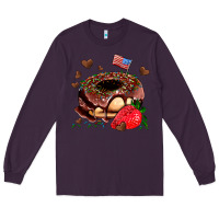 Plum donut strawberry and usa flag Long Sleeve Tee - AdoDesignShop