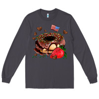 Smoke donut strawberry and usa flag Long Sleeve Tee - AdoDesignShop