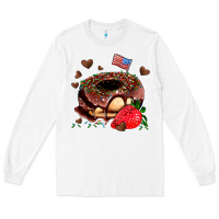 White donut strawberry and usa flag Long Sleeve Tee - AdoDesignShop