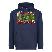 Navy merry christmas nurse trees Heavyweight Hoodie - MaliasSmallBusiness