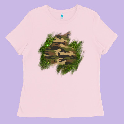 Camouflage Glitter Patch Ladies Tee Designed By Adodesignshop