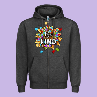 Be Kind Zipper Hoodie Designed By Maliassmallbusiness