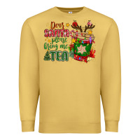 Antique Gold deer santa please bring me tea Premium Sweatshirt - MaliasSmallBusiness