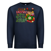 Navy deer santa please bring me tea Premium Sweatshirt - MaliasSmallBusiness