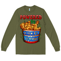 Army Green powered by chicken nuggets Long Sleeve Tee - AdoDesignShop