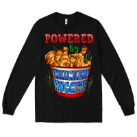 Black powered by chicken nuggets Long Sleeve Tee - AdoDesignShop