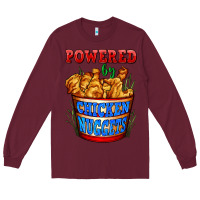 Burgundy powered by chicken nuggets Long Sleeve Tee - AdoDesignShop