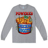Heather Grey powered by chicken nuggets Long Sleeve Tee - AdoDesignShop