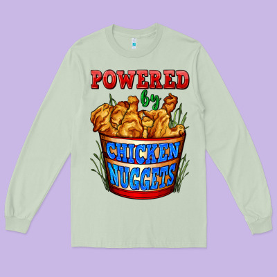 Powered By Chicken Nuggets Long Sleeve Tee Designed By Adodesignshop