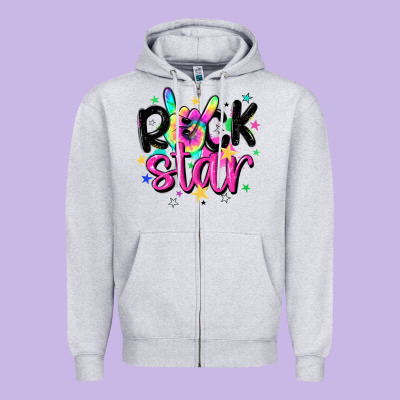Rock Star Zipper Hoodie Designed By Maliassmallbusiness